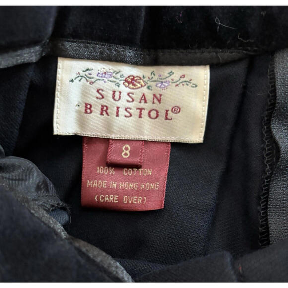 Vtg 90's Susan Bristol Black Velvet A-Line Skirt Red Rose Embroidery Sz 8 EUC - Picture 4 of 4